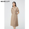NEELLY纳俪商场同款收腰系带垂感连衣裙女夏通勤五分袖衬衫中长裙N24045Y01119 商品缩略图0