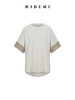 HIDEMI 极简条纹卷边拼接设计感龟背廓形针织棉短袖 黑色/卡其米 商品缩略图8