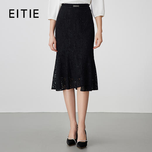 EITIE爱特爱夏季新款时尚精致优雅法式高腰蕾丝半身裙B2406302 商品图0