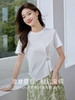 【五折购】熙世界不规则捏摺白色T恤短袖休闲圆领独特别致上衣2025夏新款 商品缩略图4
