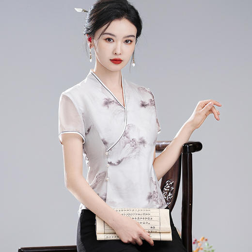 【五岳】新中式国风水墨，国韵唐装旗袍上衣XGT-T24035 商品图3