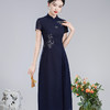 XGTQ24040枝竹2024夏装新款改良国风新中式绣花长款透气旗袍连衣裙 商品缩略图2