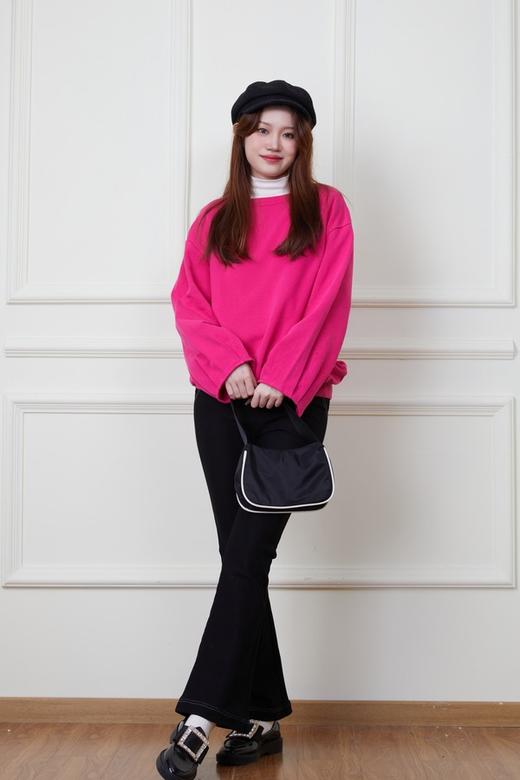 AVA 玫红色圆领百搭卫衣上衣 5328 商品图2