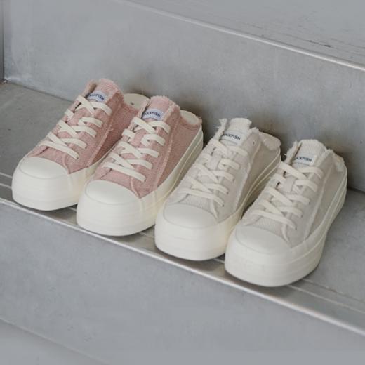 Rockfish 英国766厚底小方糖低帮增高方头帆布一脚蹬拖鞋出游穿搭 商品图0