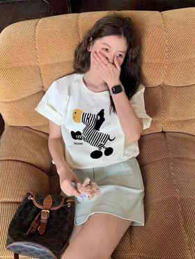 【限时价】喜出100%棉- 卡通斑马 印花情侣T恤