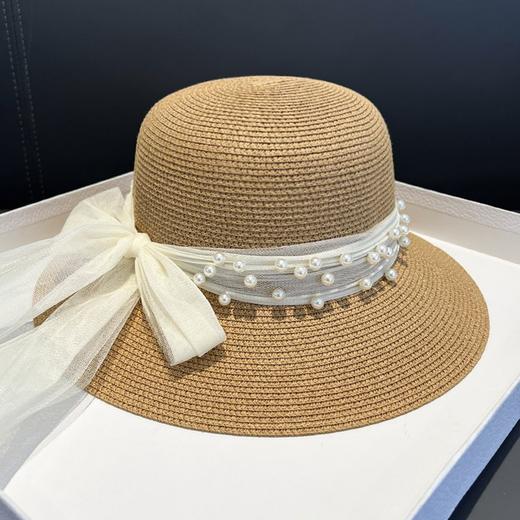优雅编珍珠网纱，遮阳帽蝴蝶结法式帽LJX-007 商品图5