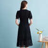 EITIE爱特爱夏季新款精致蕾丝V领法式优雅收腰显瘦连衣裙B2407304 商品缩略图4