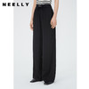 NEELLY纳俪商场同款黑色松紧腰系带休闲裤女夏季百搭拖地直筒裤N24051H01154 商品缩略图1