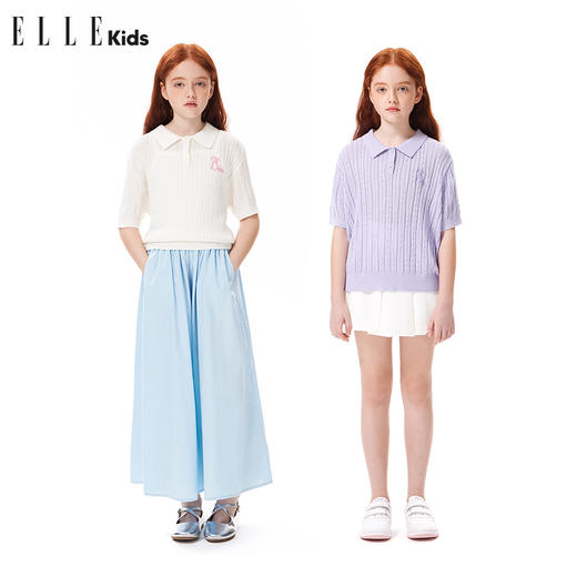 ELLEKIDS 童装 兔子提花短袖针织polo衫 商品图1