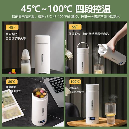 【一杯多用！便携随行 实现热水自由】304不锈钢便携式烧水壶 500ml大容量旅行烧水杯 出差酒店宿舍热水壶 恒温保温电热杯 煮水壶-QQ 商品图1