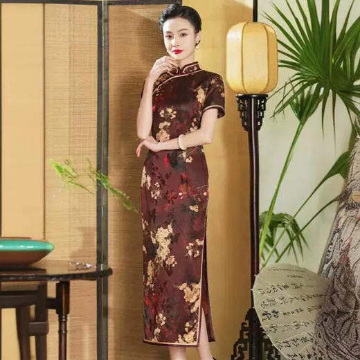 新中式香云纱旗袍，改良老上海高端国风连衣裙HQ286 商品图1