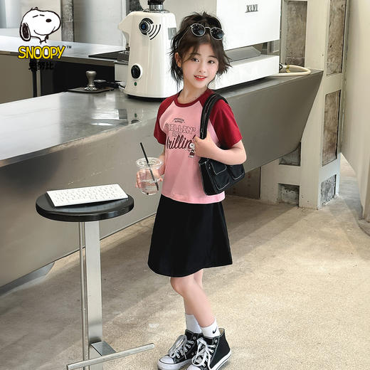 【130-160】【史努比】女童短款插肩袖修身T恤（95%棉 5%氨纶） 商品图6