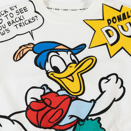 迪士尼童装男童唐老鸭印花套头上衣春秋款男宝宝撞色潮酷连帽卫衣233S1859 商品图7