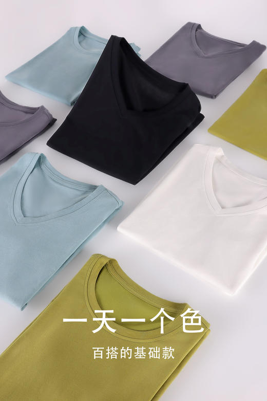 鹿向南《口碑T恤》2024新款V领短袖T恤女小个子夏季设计感上衣 商品图5