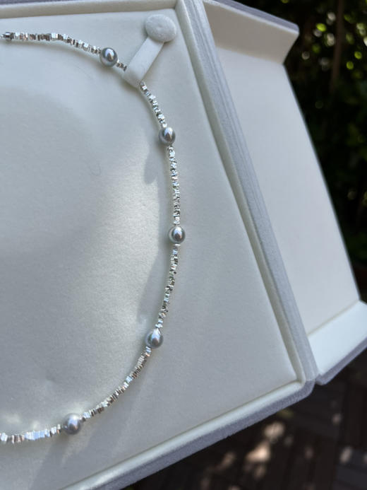 425-5无调色真多麻碎银子满天星项链 7-8mm真多麻海水珠 性价比max 商品图4