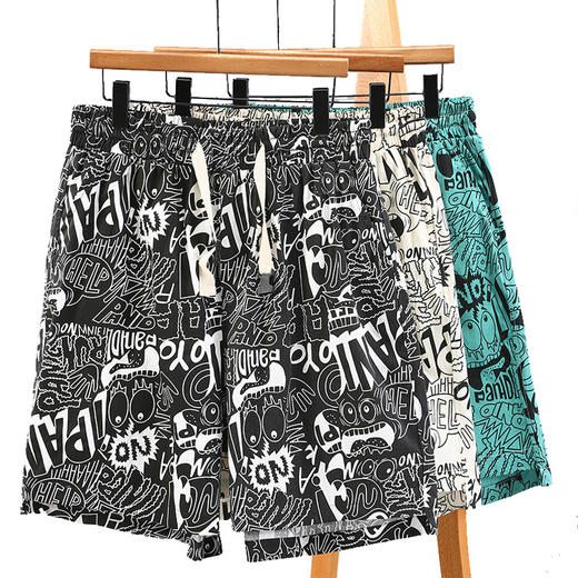 【超大码】【新款DFF】卡通涂鸦纯棉短裤男夏季薄款加肥加大过膝宽松直筒沙滩裤潮牌男裤五分裤 商品图5