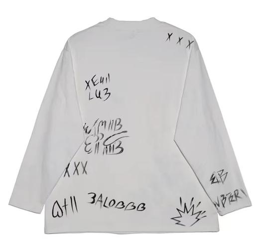 T480早春新款圆领长袖高级感涂鸦印花情侣T恤百搭宽松男女上衣 商品图2