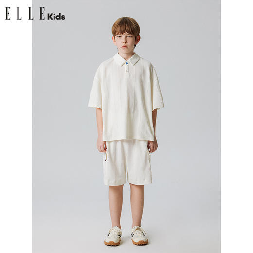 ELLEkids童装 肌理面料宽松短袖polo衫工装裤套装 商品图1