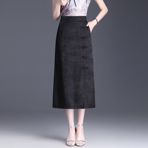 新中式印花修身包臀，一步裙后腰松紧优雅气质半身裙MYX-73112 商品图2