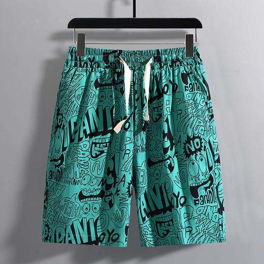 【超大码】【新款DFF】卡通涂鸦纯棉短裤男夏季薄款加肥加大过膝宽松直筒沙滩裤潮牌男裤五分裤 商品图1