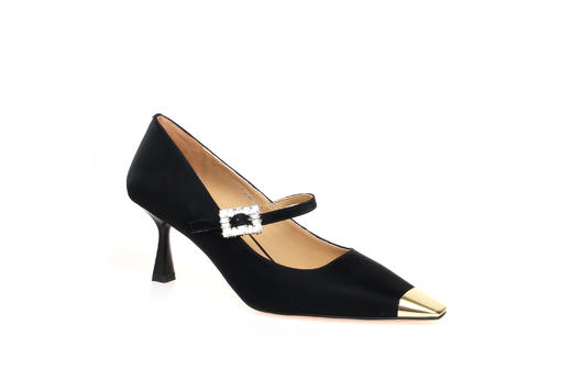 豪麟名鞋奥莱迪嘉女鞋玛丽珍鞋丝绸牛皮革DJELA41WP025黑色  原价1960元 商品图0