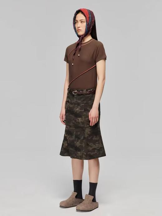 Simple Project/K24104/棉感迷彩修身分割插片鱼尾半裙 商品图2