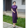 复古国风长款紫色短袖旗袍，改良中式宴会旗袍裙GX-58792 商品缩略图3