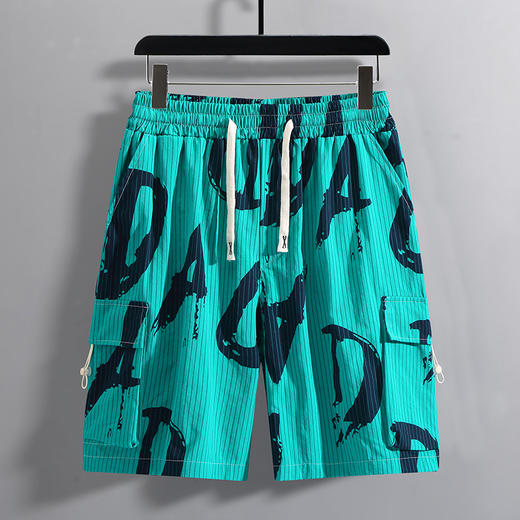 【超大码】【新款DFF】潮牌夏季纯棉宽松细条纹加肥加大码工装短裤透气沙滩裤男休闲外穿五分裤胖子 商品图1