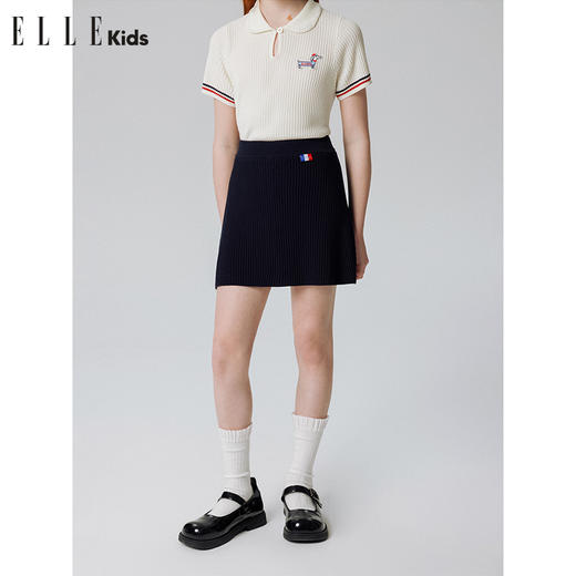 ELLEKIDS 童装 法式莱赛尔polo针织小衫针织半裙 商品图1