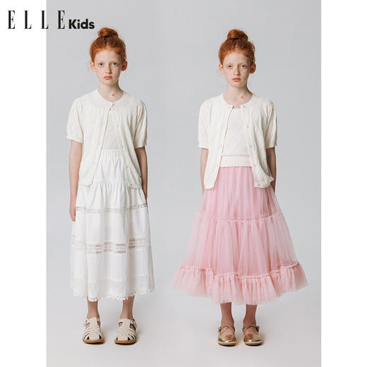 ELLEKIDS 童装 法式经典菱格针织开衫+背心 商品图1