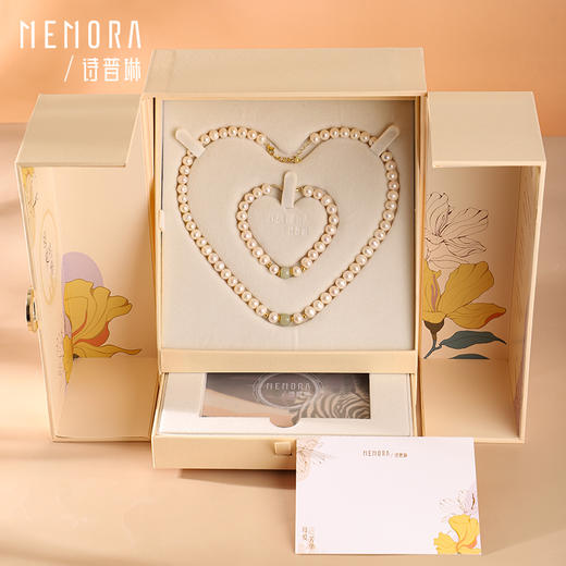 【套装一口价 】和田玉珍珠礼盒 淡水珍珠项链、手链和田玉银S925送妈妈母亲节礼盒ZBE00801、ZNE02701（一口价）线上专供 商品图3