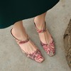 【预售5天】印花羊皮包头后空凉鞋，方头花朵复古猫跟凉鞋女鞋FCRich1991&S1402 商品缩略图4