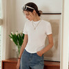 OLrain欧芮儿米白色T恤女夏季2024年新款简约天丝凉感短袖上衣 商品缩略图1