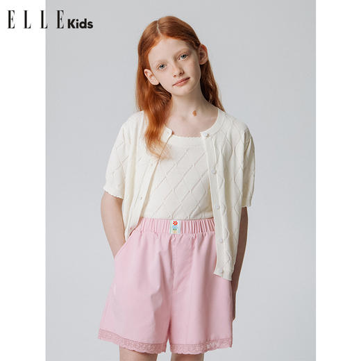 ELLEKIDS 童装 法式经典菱格针织开衫+背心 商品图2