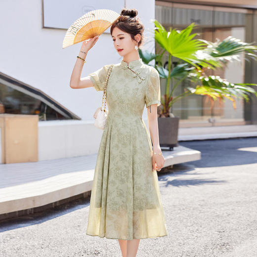 HR-ARE23210气质新中式国风改良旗袍连衣裙 商品图0