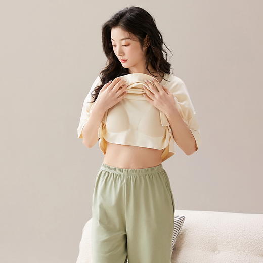 慢醒素色可外穿家居服-女款（带胸垫） 商品图3