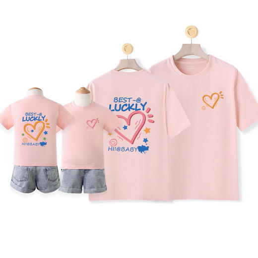 【新潮百搭亲子装！重磅220g】2024新品亲子装 家庭装一家四口夏季纯棉t恤短袖韩版母女宽松撞色 商品图8