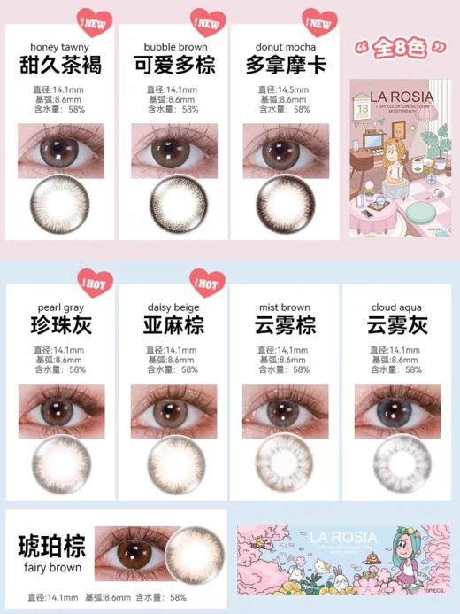 「 上海保税仓现货」228/3盒 408/6盒 690/12盒！爆款LA ROSIA 日本美瞳 日抛10片装 商品图1