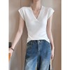冰丝针织衫打底衫女薄款夏季新款V领时尚气质短袖修身飞飞袖上衣_HLY 商品缩略图7