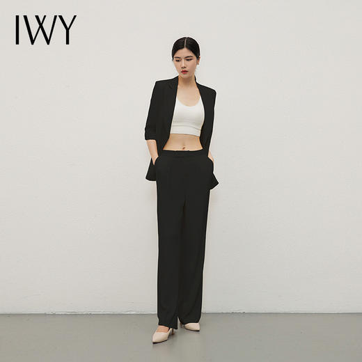 IWY/黑色西装宽松西服外套七分袖显瘦休闲时尚慵懒风高级阔腿裤装C13512+P33512 商品图1