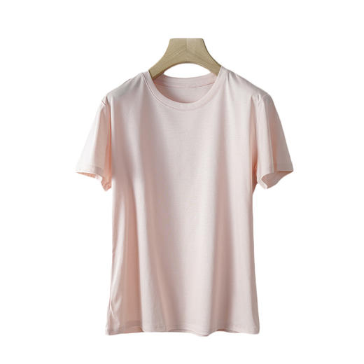 「三防科技！液氮丝光」春夏新款糖果色韩版修身显瘦T恤 薄款圆领丝光棉短袖白色宽松上衣 商品图4