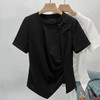 2024新款设计感黑色短袖t恤女夏季不规则新中式国风盘扣洋气上衣   JW-R6586 商品缩略图1