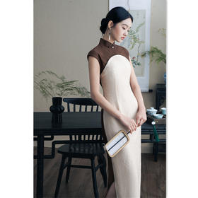 新中式长款拼接无袖旗袍，时尚国风少女款旗袍GX-183652