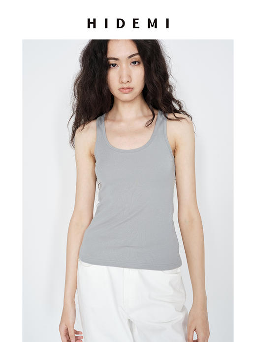 HIDEMI 圆领弹力高密坑条针织透气感背心 商品图4