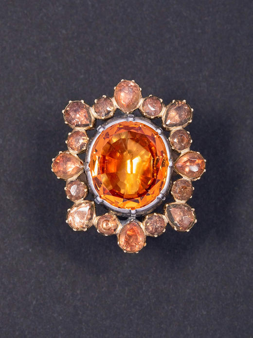 独角鹿西洋古董1780年代葡萄牙出品巴洛克风格银嵌帝王托帕石珠宝套件 （含戒指/项链/胸针/耳环） 商品图3