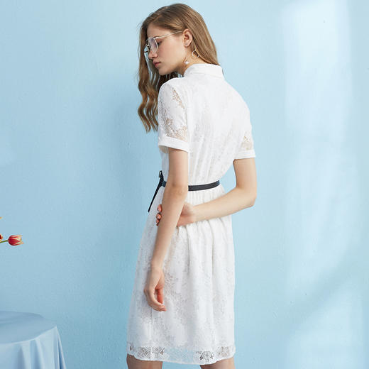 【孤品捡漏】【不退不换】【瑕疵品不发货】欧芮儿2018夏镂空绣花衬衫裙女白色蕾丝连衣裙女中长款 商品图1
