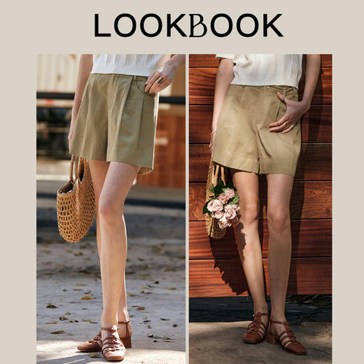 OLrain欧芮儿卡其色休闲裤女夏季2024年新款通勤高级百搭直筒短裤 商品图4
