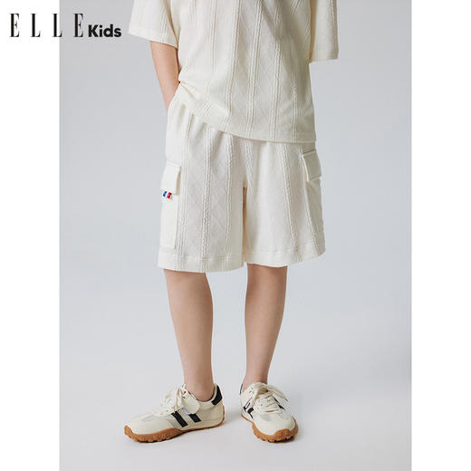 ELLEkids童装 肌理面料宽松短袖polo衫工装裤套装 商品图3