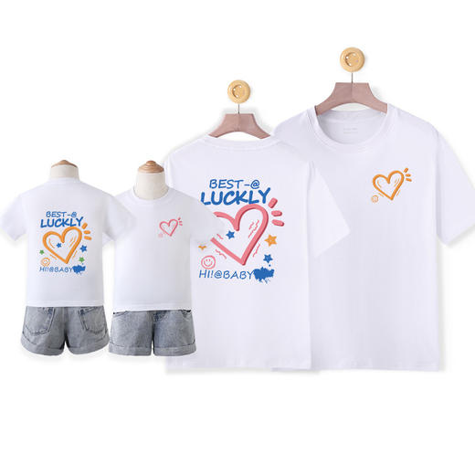 【新潮百搭亲子装！重磅220g】2024新品亲子装 家庭装一家四口夏季纯棉t恤短袖韩版母女宽松撞色 商品图5