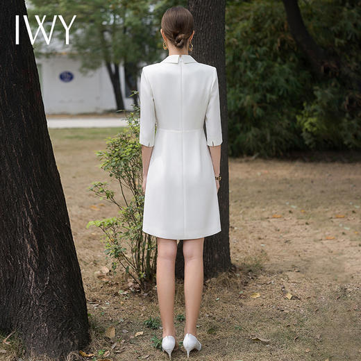 IWY/高端职业白色连衣裙女裙子夏季薄款西装裙主持人医美咨询师工作服Q1106 商品图4